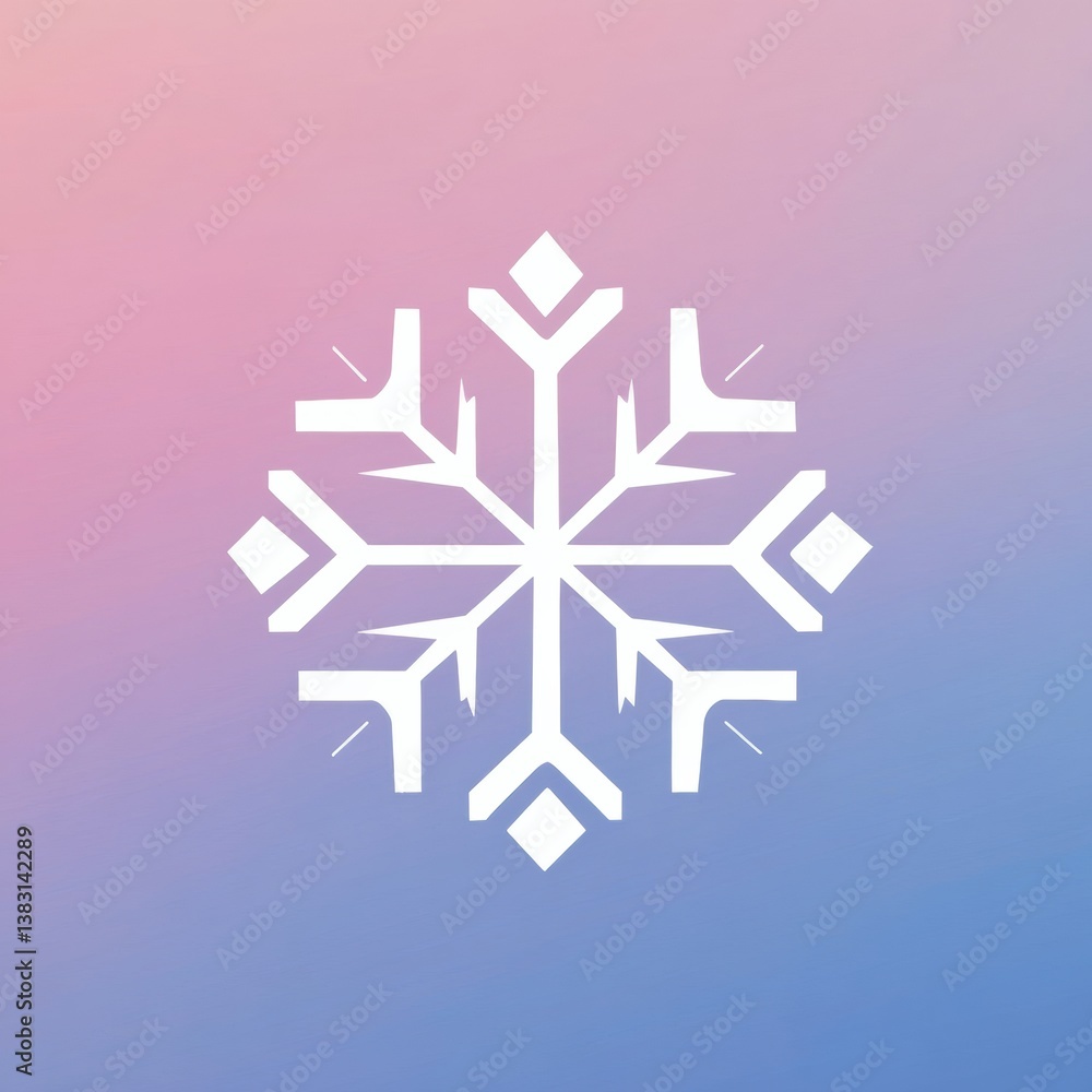 Fototapete geometric minimalistic snowflake logo displayed on a soft gradient winter background enhancing festi