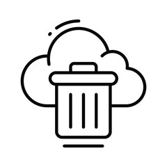 A well crafted line icon showing cloud trash concept