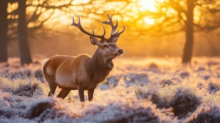 Red deer in the morning sun