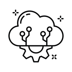 Cloud configuration outline style icon, ready for premium download
