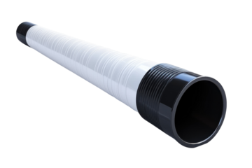 Flexible drainage tube lying on a white surface, ready for plumbing tasks and home repairs