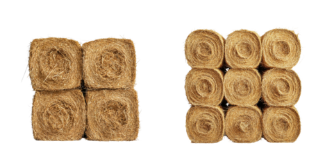 Square and Round Hay Bales Agricultural Harvest Stock Photo Perfect for farm rural and agricultural themes