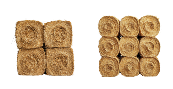Square and Round Hay Bales Agricultural Harvest Stock Photo Perfect for farm rural and agricultural themes