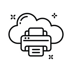 Cloud printer icon amazingly designed in outline style