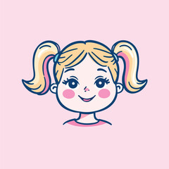 Adobe Illustrator Artwork Cute cartoon girl with pigtails, perfect for children's products.