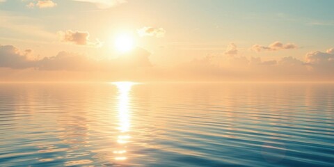 Obraz premium Serene Sunset Ocean Calm Water Golden Sky Peaceful Seascape