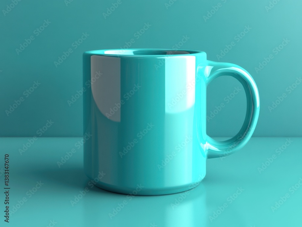 Aufkleber serene teal mug still life on matching surface capturing minimalist design and smooth texture in stu