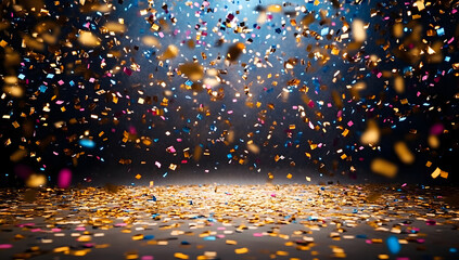 Naklejka premium New year backdrop featuring confetti with an area in the center.