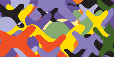Abstract Organic Pattern - Vibrant Overlapping Blobs & Starbursts in Contrasting Colors