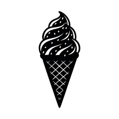 Ice Cream Black Vector Silhouette Illustration

