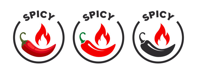 Obraz premium Set of spicy level labels. Hot chili