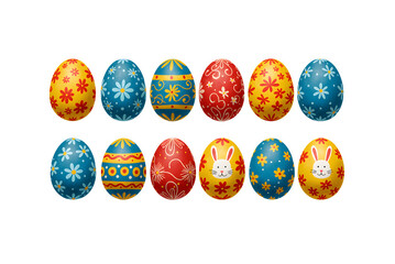 Vibrant Easter Eggs Collection Delightful Hand Painted Designs Featuring Festive Colors and Adorable Bunny Motifs against a stark black background AI Generative