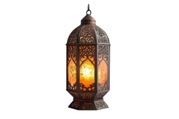 A beautifully intricate lantern casting a warm glow in a cozy setting at twilight