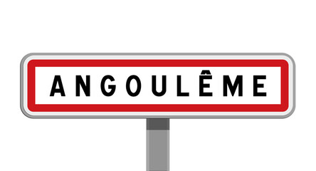 Panneau sur poteau central d’Angoulême, Charente, Nouvelle-Aquitaine