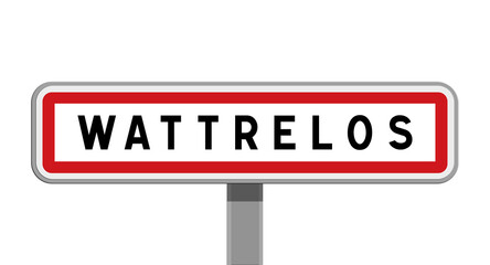 Panneau sur poteau central de Wattrelos, Nord, Hauts-de-France