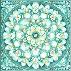 Fototapeta premium Blossom Reverie: Soft Gradient Floral Mandala