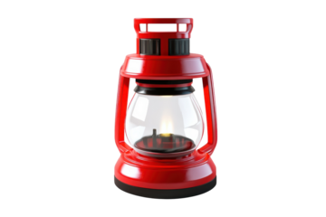 Bright red lantern glowing softly in a cozy indoor setting during a quiet evening