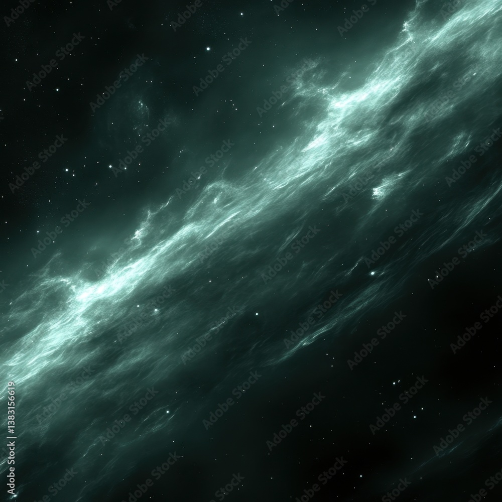 Poster ethereal cosmic nebula in deep space with starlight and celestial clouds for science fiction