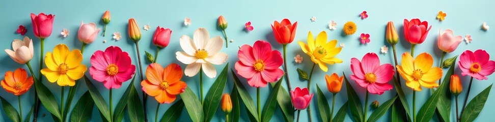 Colorful spring flowers in a modern artistic interpretation, modern, illustration