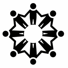 3D vector illustration of interconnected people in a circular arrangement representing scientific and molecular connections