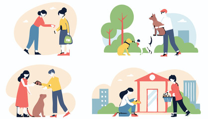 Animal Shelter & Pet Care: Volunteers Helping Cats & Dogs, Adoption, Feeding & Veterinary Care.