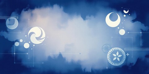 Abstract Blue Celestial Background Mystical Moons Stars and Cosmic Design Elements