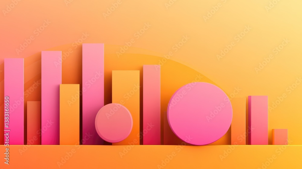 Poster economic data visualization with bold typography and gradient charts.