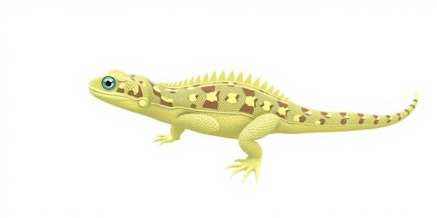 Fototapeta premium Yellow Lizard Reptile Animal Wildlife Isolated on White Background
