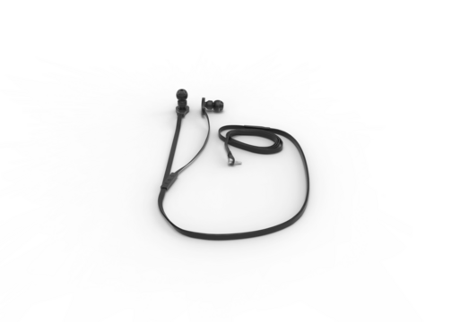 Earphone front view with shadow 3d render