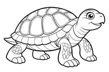 Coloring page line art the turtle black vector