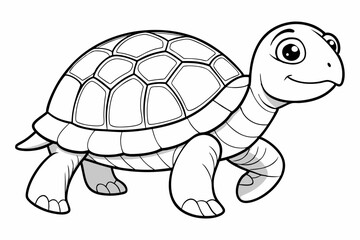 Coloring page line art the turtle black vector