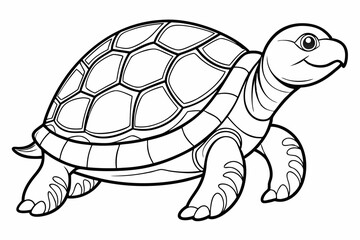 Coloring page line art the turtle black vector