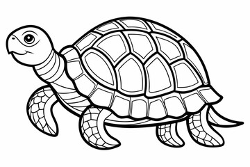 Coloring page line art the turtle black vector