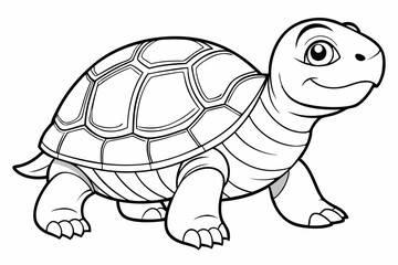 Coloring page line art the turtle black vector