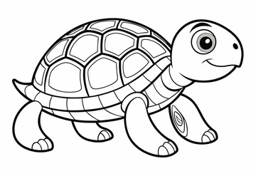 Coloring page line art the turtle black vector