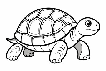 Coloring page line art the turtle black vector