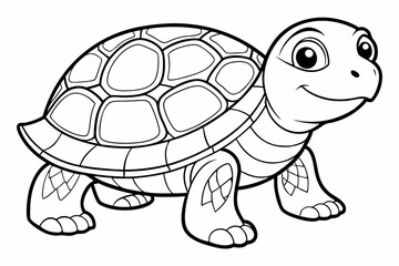 Coloring page line art the turtle black vector