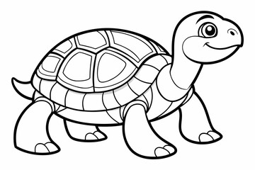 Coloring page line art the turtle black vector
