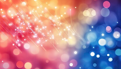 Abstract digital art with glowing lines and bokeh.  Dynamic blend of warm and cool colors