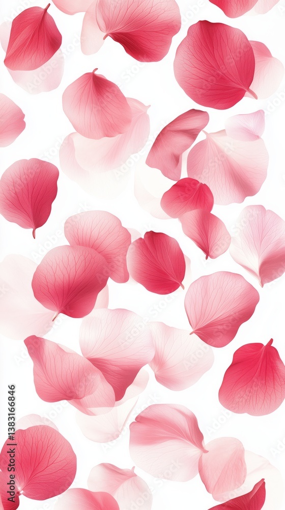 Poster delicate pink petals creating a soft, flowing pattern on a light background