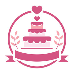 vector love cake wedding bakery logo template