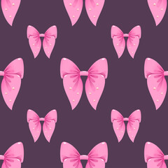 Pink Ribbon Bow Seamless Pattern