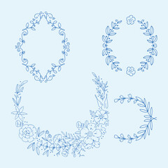 hand drawn outline flowers illustration. Line Drawing flower. hand drawn sketch of flowers illustration. 