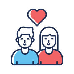 Modern icon of couple love designed in outline style