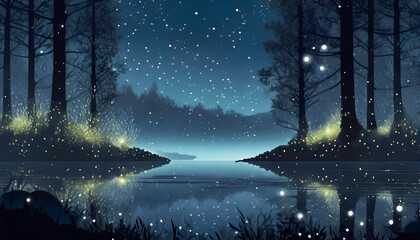 Deep in the forest, beautifully twinkling little fireflies - 깊은 숲, 아름답게 반짝이는 작은 반딧불, 자연 풍경
