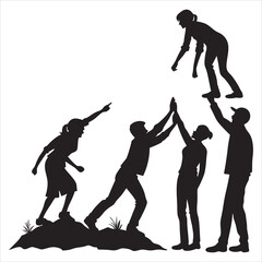 silhouette team building and more on white background