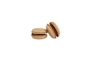 Delicious brown macarons with cream filling isolated on transparent background. Png and Jpeg image
