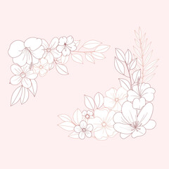 hand drawn outline flowers illustration. Line Drawing flower. hand drawn sketch of flowers illustration. 