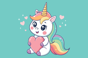 cute unicorn illustration vector