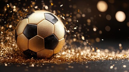 Fototapeta premium Celebration of football prestige highlighted by a golden trophy in a festive atmosphere